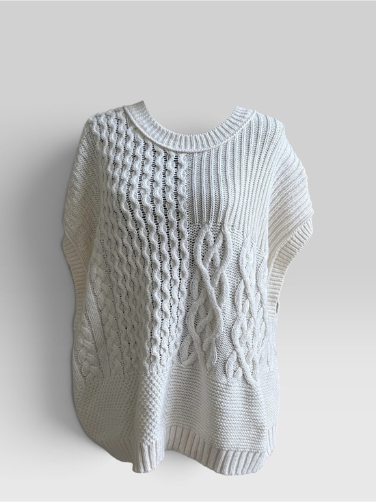 Madewell Sweaters - Madewell 3X White Cable Knit Poncho Sweater Oversized Pullover